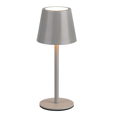 Graue aufladbare Tischlampe Metall, Priya, 1,6W, warm- bis kaltweiß einstellbare LED, 3-stufig dimmbar