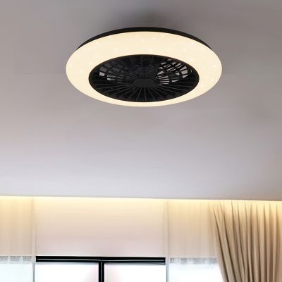 Schwarze Deckenventilator Modern, Damyan, 30W, warm- bis kaltweiß einstellbare LED, mit Fernbedienung