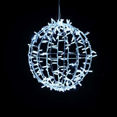 3D Weihnachtskugel, kaltweiße LED, 45 cm Durchmesser + Twinkle