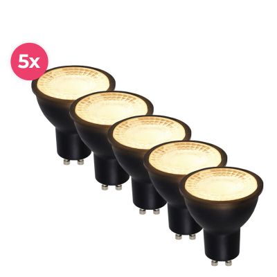5er Pack dimmbare Schwarze GU10 LED Spot Antonie, 5 Watt, 2700K (Warmweiß)