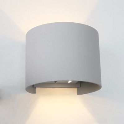 Moderne Up down Wandleuchte Grau, Dion, 6W, 3000K LED, IP65
