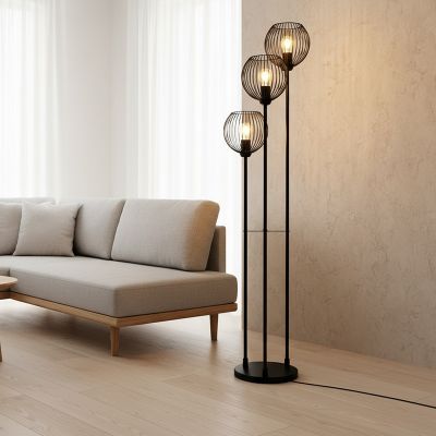 Industrielle Stehlampe Schwarz, Wiro, mit Schalter