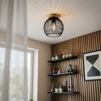 Industrielle Deckenleuchte Schwarz, Wiro