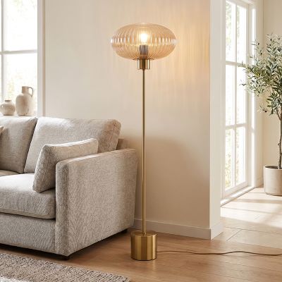 Design Stehlampe Bernstein, Charlois, mit Schalter