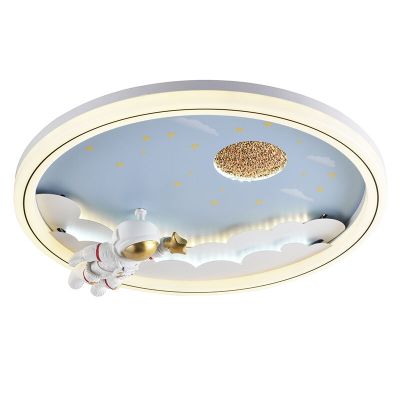 Metall Kinderzimmer Deckenleuchte Blau, Astronaut, 42W, 3000K LED, 3-stufig dimmbar