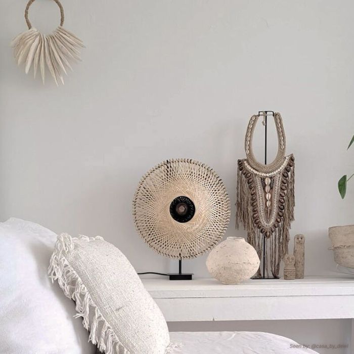 Rattan Tischleuchte Braun, Cordoba, mit Schalter
