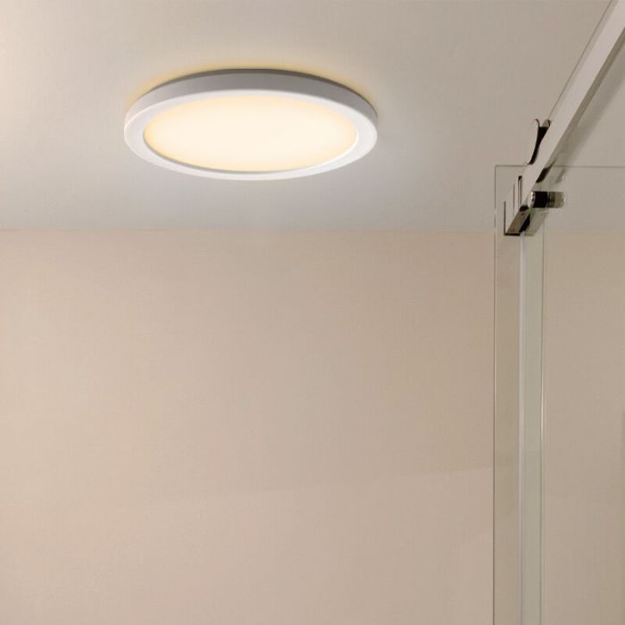 Kunststoff Badezimmer Deckenleuchte Weiß, Shivani, 15W, 3000K LED, IP44