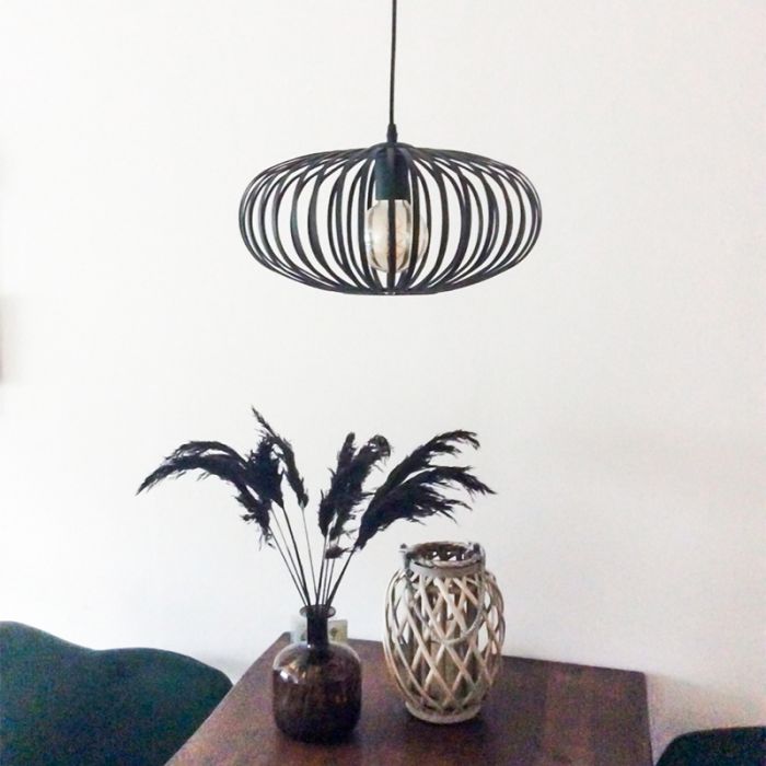 Industrielle Pendelleuchte Lieve, schwarz, Metall