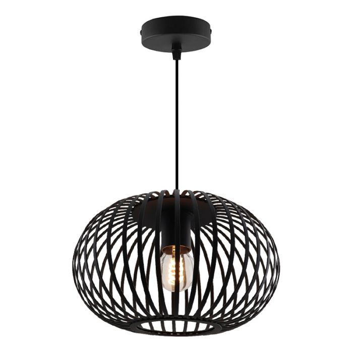 Industrielle Pendelleuchte Lieve, schwarz, Metall
