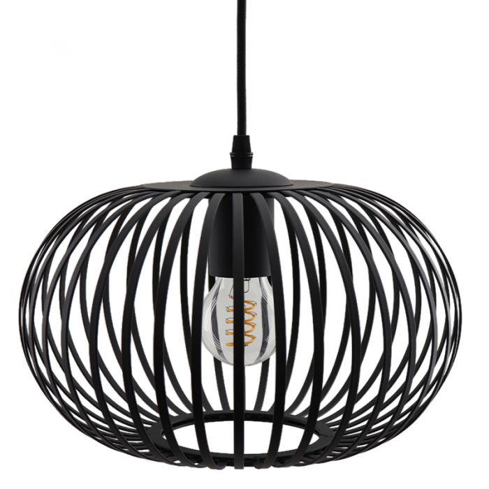 Industrielle Pendelleuchte Lieve, schwarz, Metall