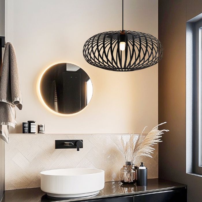 Industrielle Badezimmer Pendelleuchte Schwarz, Lieve, IP44