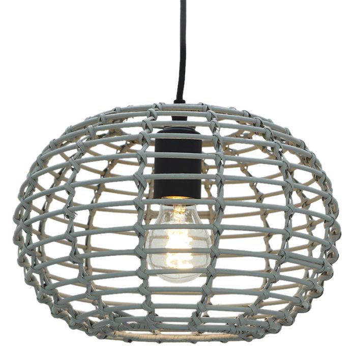 Rattan Pendelleuchte Grau, Roza