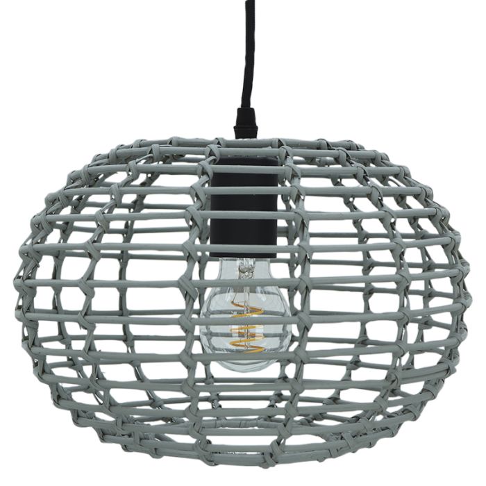 Rattan Pendelleuchte Grau, Roza