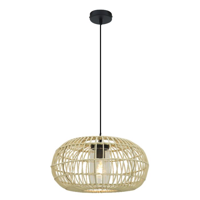 Rattan Pendelleuchte Badezimmer Braun, Emilio, IP44