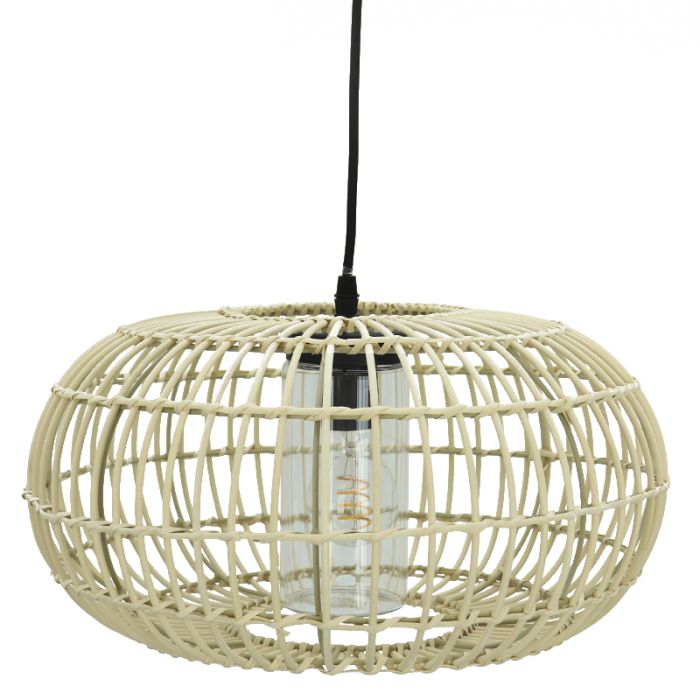 Rattan Pendelleuchte Badezimmer Braun, Emilio, IP44