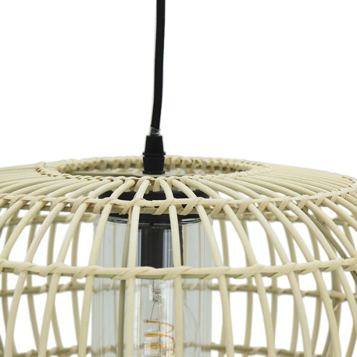 Rattan Pendelleuchte Badezimmer Braun, Emilio, IP44