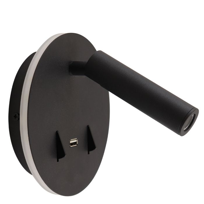 Moderne Wandleuchte Schwarz, Alec, 9W, 3000K LED, mit Schalter