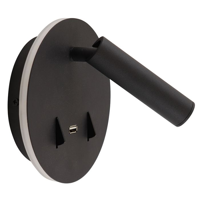 Moderne Wandleuchte Schwarz, Alec, 9W, 3000K LED, mit Schalter