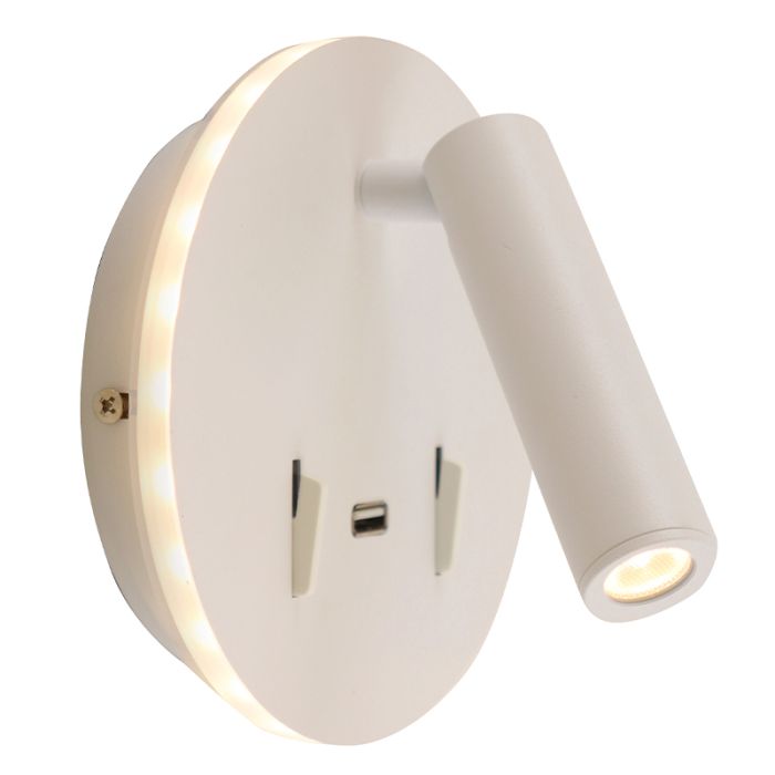 Moderne Wandleuchte Weiß, Alec, 9W, 3000K LED, mit Schalter