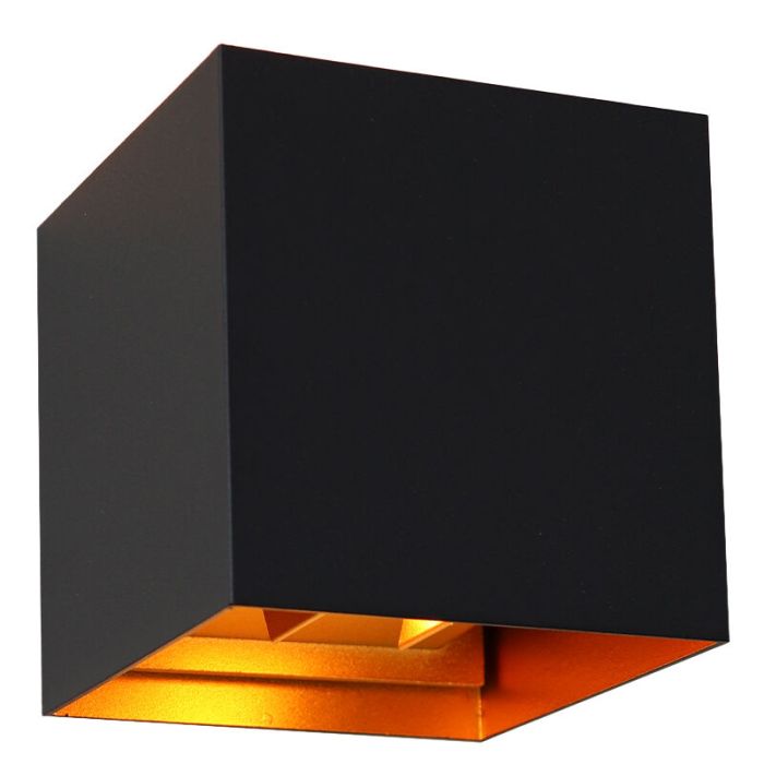 Up down Wandleuchte Schwarz und Gold, Dion, 6W, 2700K LED, IP65