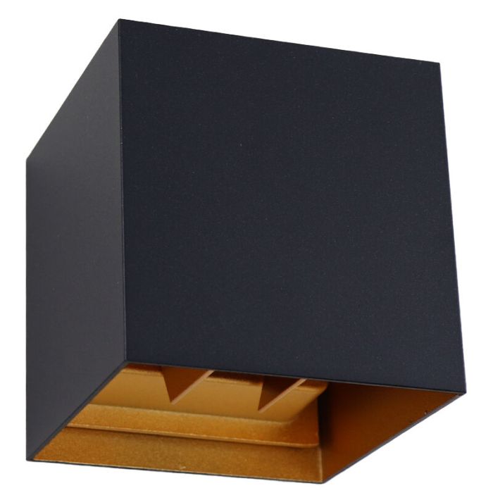 Up down Wandleuchte Schwarz und Gold, Dion, 6W, 2700K LED, IP65