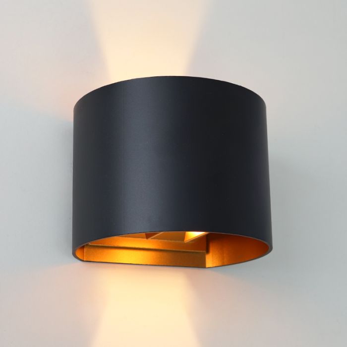 Moderne Up down Wandleuchte Schwarz, Dion, IP65