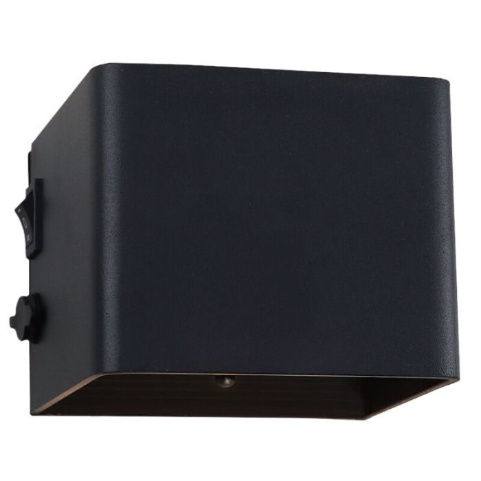 Aufladbare Up down Wandleuchte Schwarz, Dion, 1W, 2700K LED, IP44, Bewegungssensor