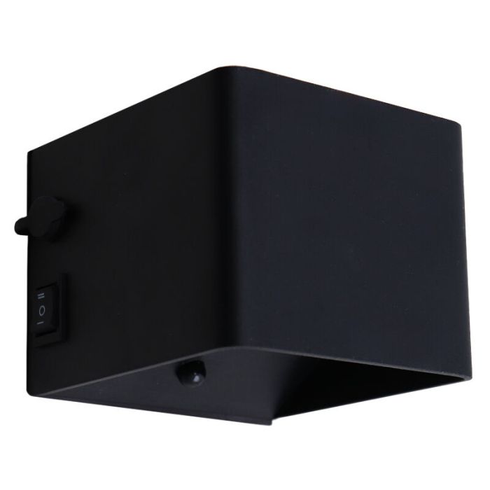 Aufladbare Up down Wandleuchte Schwarz, Dion, 1W, 2700K LED, IP44, Bewegungssensor