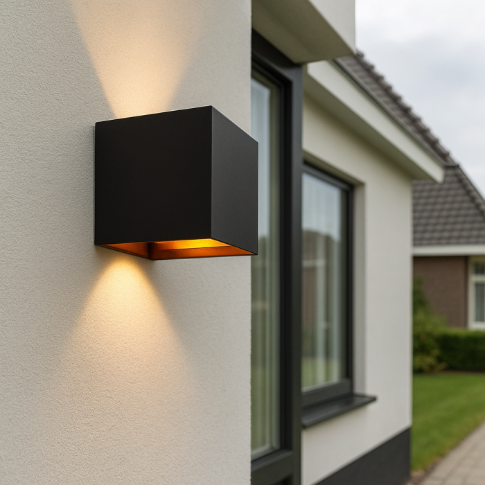 Up down Wandleuchte Schwarz und Gold, Dion, 6W, 2700K LED, IP65