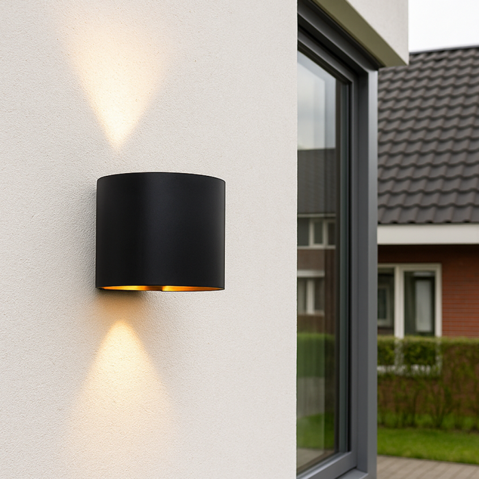 Moderne Up down Wandleuchte Schwarz, Dion, IP65