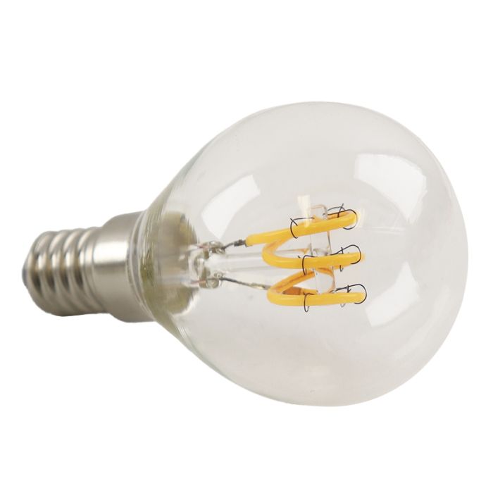 Dimmbare Olucia E14 LED-Filament Lampe Tuelo, P45, 4W, 2700K
