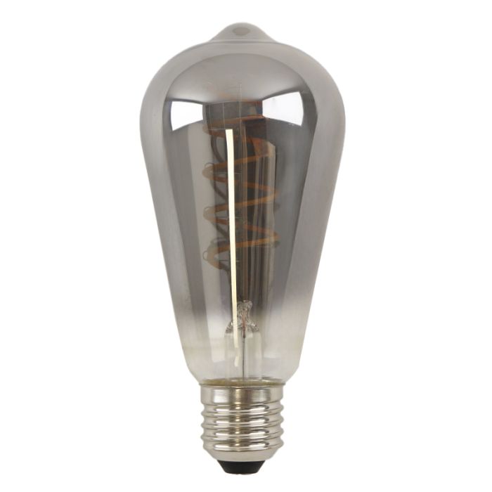 Dimmbare Olucia E27 LED-Edisonlampe Tuelo, Grau, 4W, 2200K