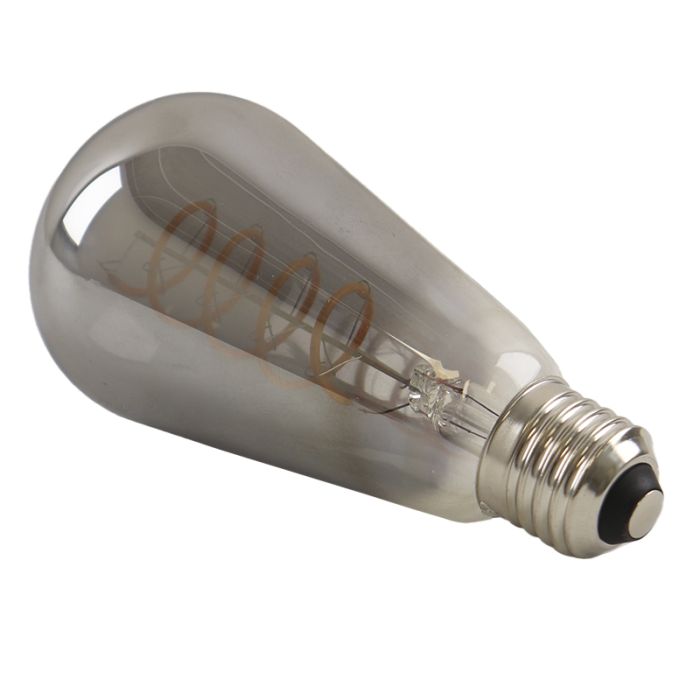 Dimmbare Olucia E27 LED-Edisonlampe Tuelo, Grau, 4W, 2200K