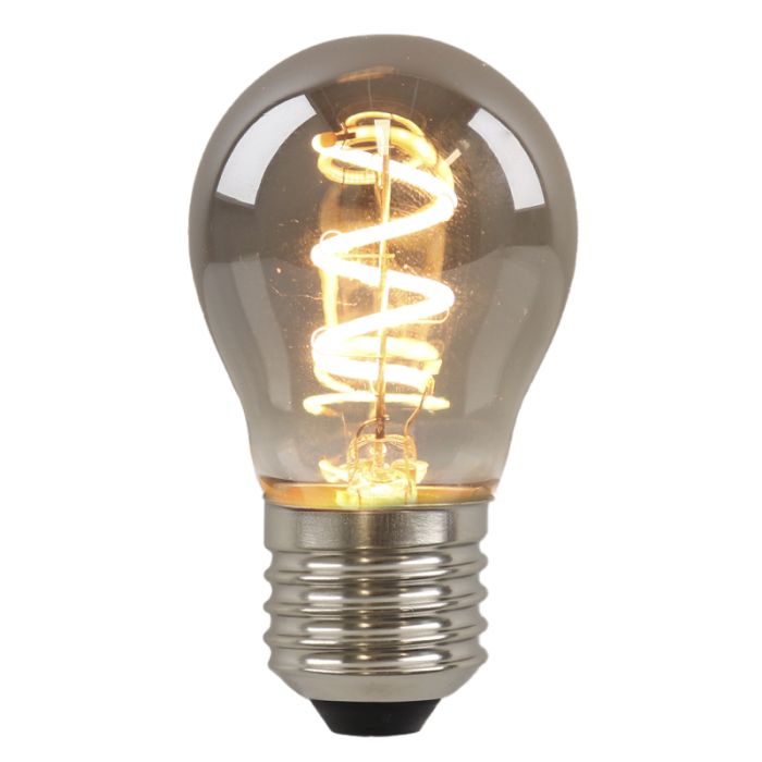 Dimmbare Olucia E27 LED-Filament Lampe Tuelo, Grau, P45, 4W, 2200K