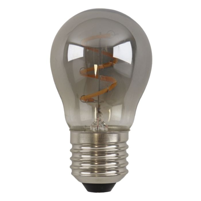 Dimmbare Olucia E27 LED-Filament Lampe Tuelo, Grau, P45, 4W, 2200K