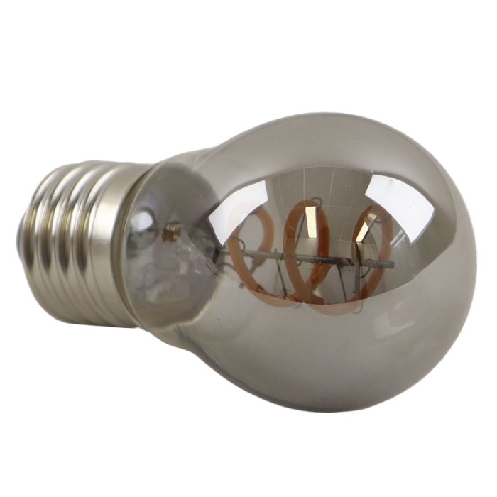 Dimmbare Olucia E27 LED-Filament Lampe Tuelo, Grau, P45, 4W, 2200K