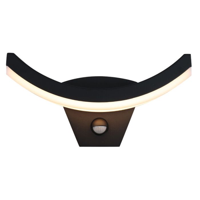 Moderne Außen Wandleuchte mit Bewegungsmelder Schwarz, Annemay, 7W, 3000K LED, IP54