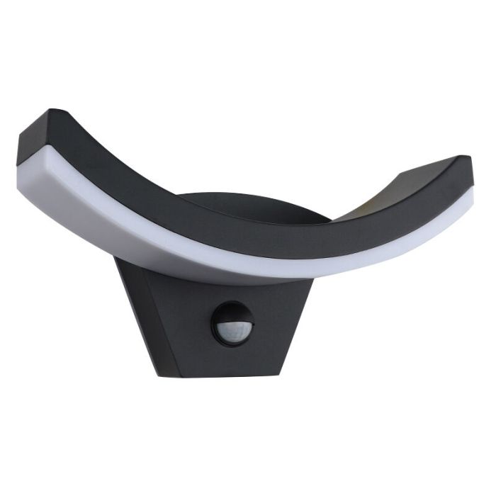 Moderne Außen Wandleuchte mit Bewegungsmelder Schwarz, Annemay, 7W, 3000K LED, IP54