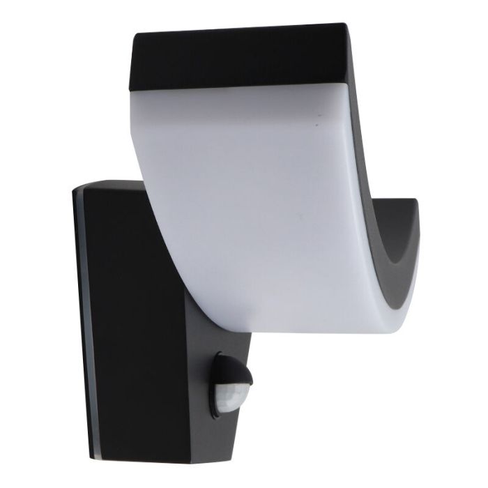 Moderne Außen Wandleuchte mit Bewegungsmelder Schwarz, Annemay, 7W, 3000K LED, IP54