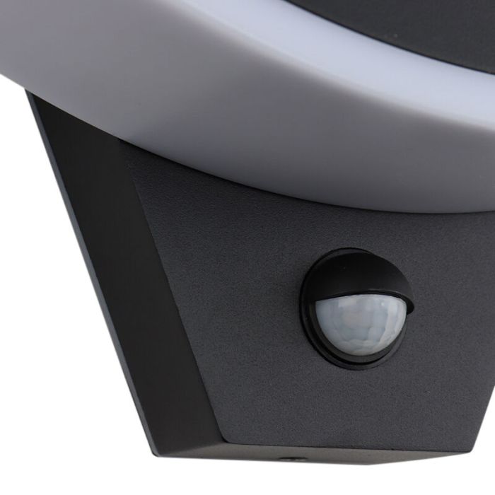 Moderne Außen Wandleuchte mit Bewegungsmelder Schwarz, Annemay, 7W, 3000K LED, IP54