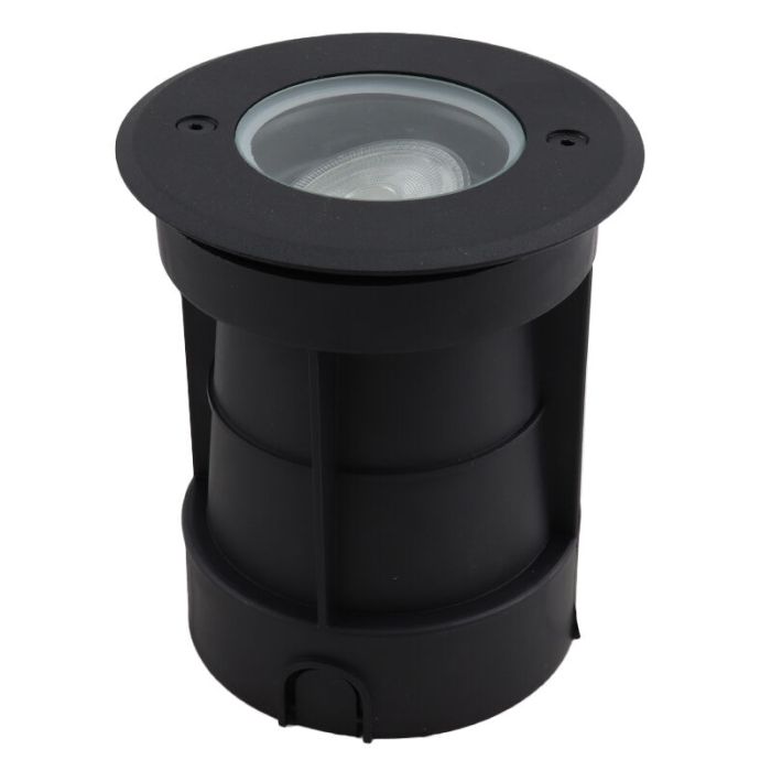 Aluminium Bodeneinbaustrahler außen Schwarz, Catamarca, IP65, schwenkbarer Lichtkegel