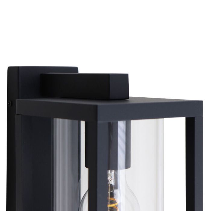 Moderne Außen Wandleuchte mit Dämmerungsmelder Schwarz, Amalie, IP54