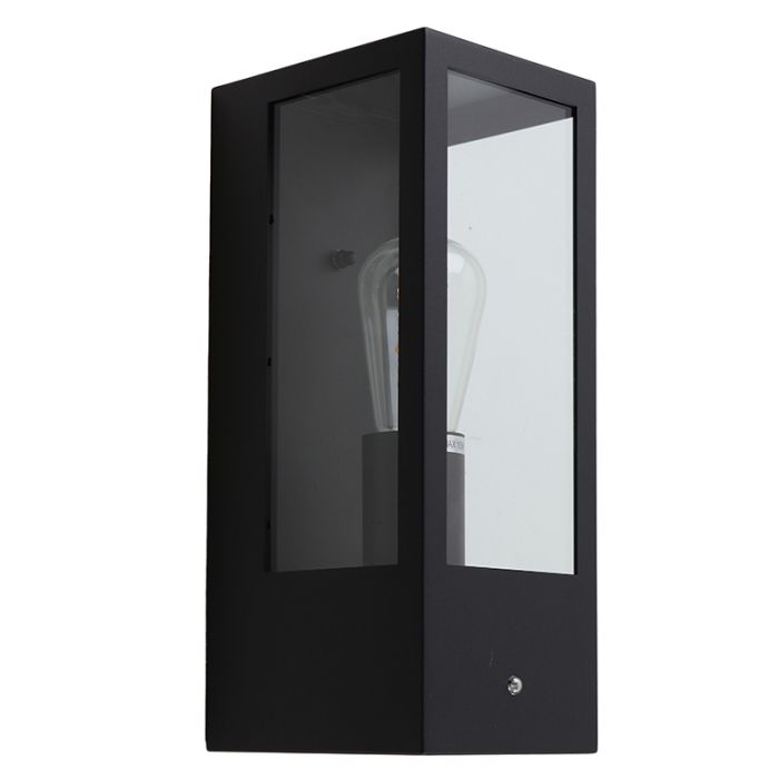 Moderne Außen Wandleuchte mit Dämmerungsmelder Schwarz, Senne, IP44