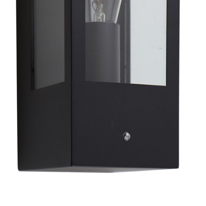 Moderne Außen Wandleuchte mit Dämmerungsmelder Schwarz, Senne, IP44