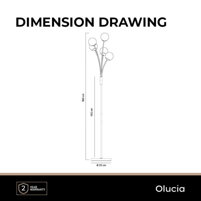Design Stehlampe Messing, Stacy, mit Schalter