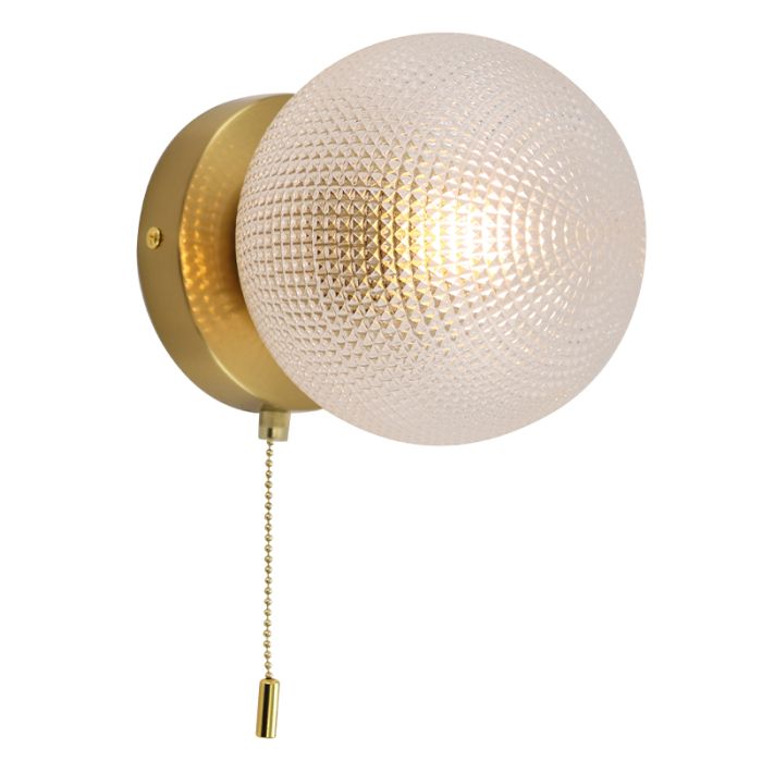 Retro Wandleuchte Transparent, Johnson, mit Zugschalter