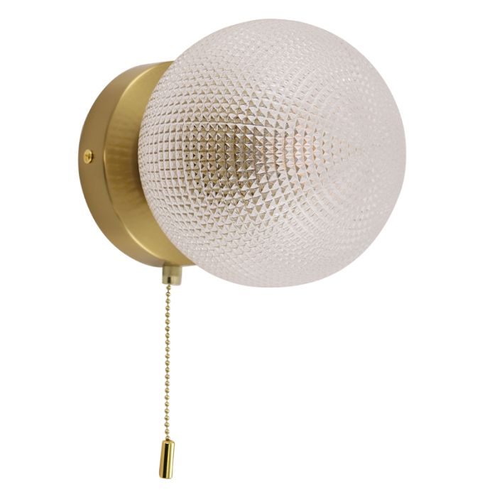 Retro Wandleuchte Transparent, Johnson, mit Zugschalter