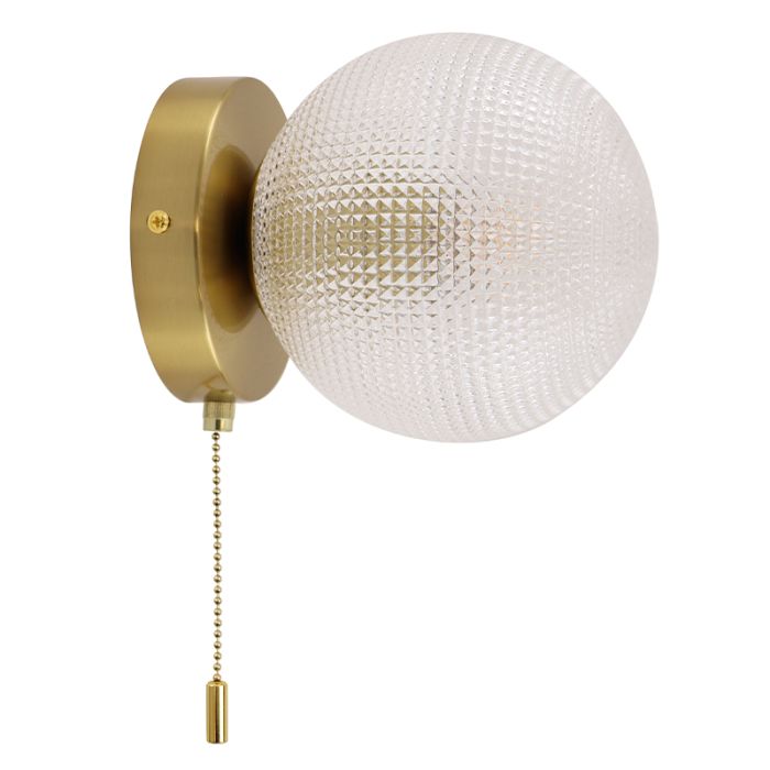 Retro Wandleuchte Transparent, Johnson, mit Zugschalter