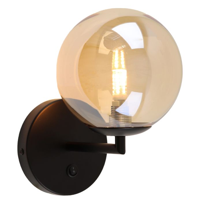 Design Wandleuchte Bernstein, Remo, mit Schalter