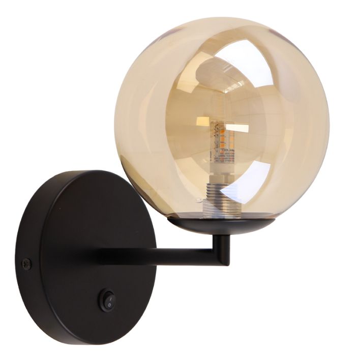 Design Wandleuchte Bernstein, Remo, mit Schalter